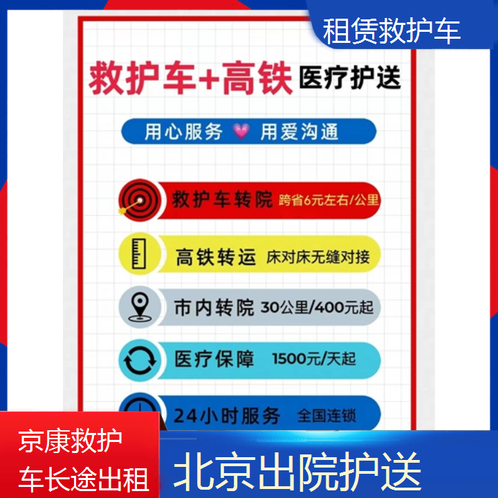 北京租赁救护车收费价目表「出院护送」+2024排名一览