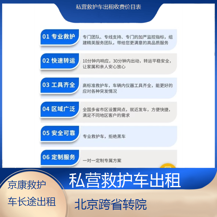 北京私营救护车出租收费价目表「跨省转院」+2024排名一览